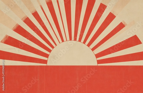 Abstract Red and Beige Sunr...