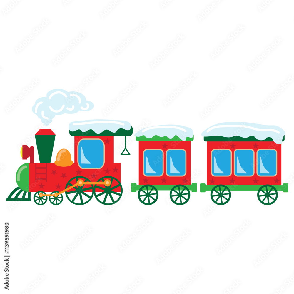 Fototapeta premium Christmas express train vector cartoon illustration