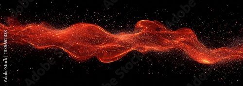 Abstract fiery orange wave with glowing embers