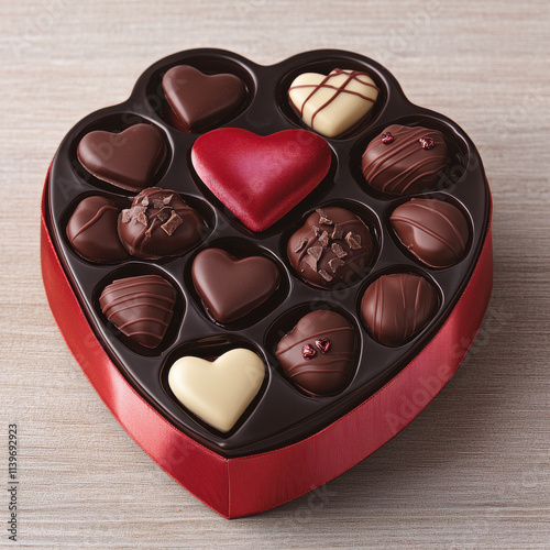 Delightful heart shaped chocolate box filled with assorted chocolates, perfect for gifting on special occasions. sweet treat for loved ones!