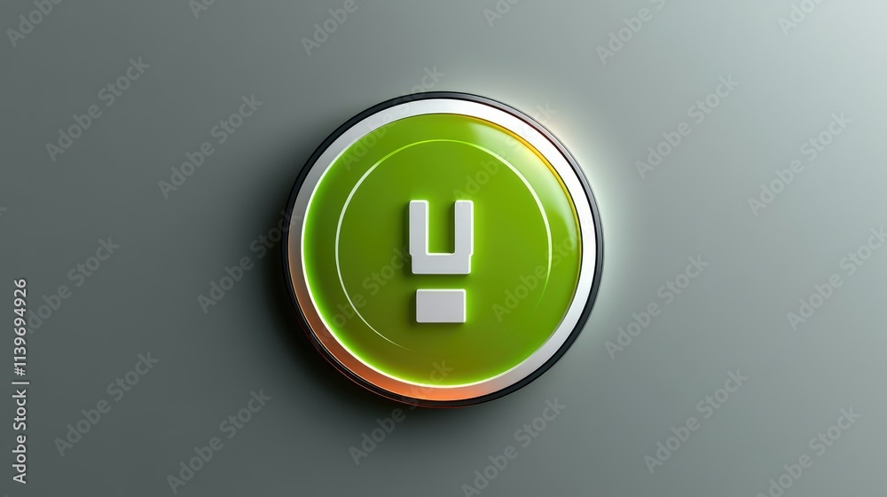 Glossy green circular button with a white letter U. Glossy green circular button with a white letter U.