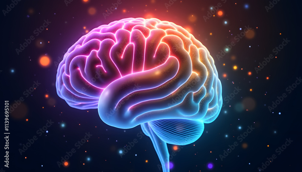 Obraz premium Radiant Brain Patterns with Vibrant Neural Links