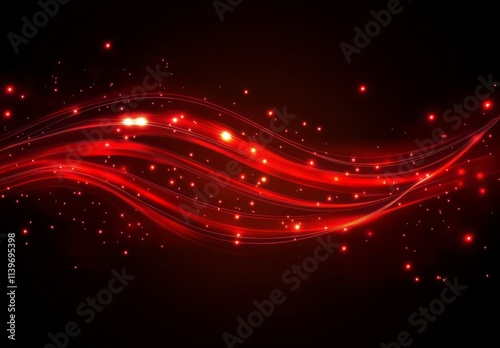 Red Glowing Waves Abstract ...