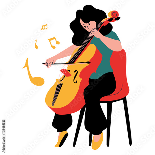 Illustration of an Musician Performing Cello