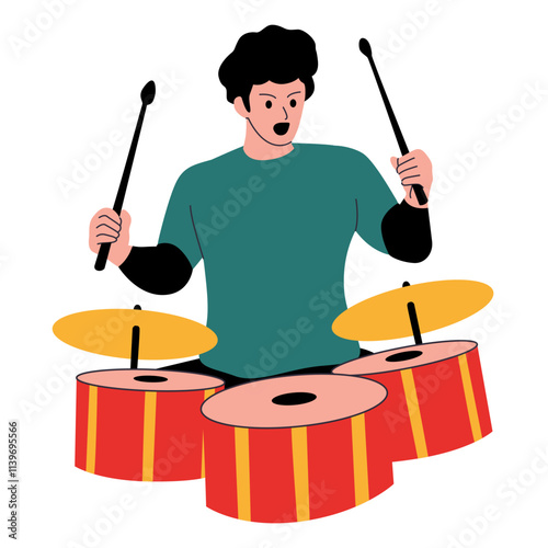 Illustration of an Musician Performing Drumer