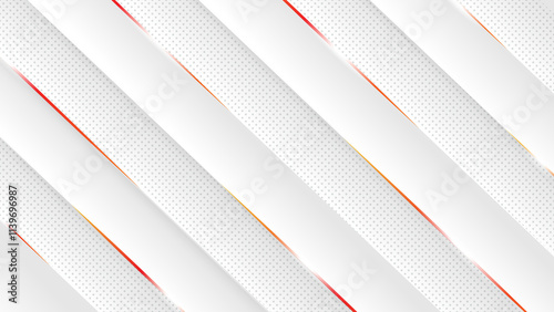 Modern simplicity of geometric art. Clean white striped background with diagonal flowing dot details
