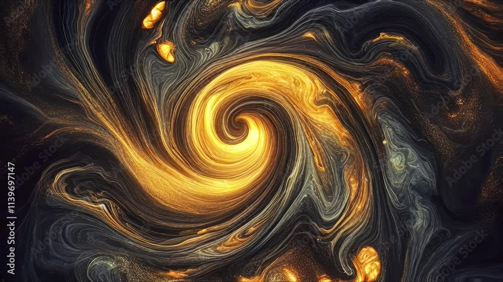 Colorful marble liquid flow has unique and beautiful swirl pattern gold red lines on dark background. Abstract liquid background, liquid paint, water ripple wave, natural colored liquid. 4K