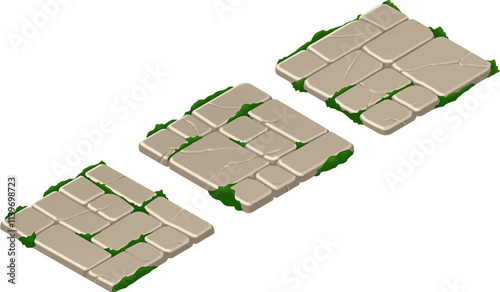 An ancient stone path overgrown with moss and grass