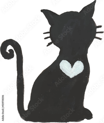 Photography silhouette of cats and butterfly hand drawn watercolour illustration logo icons