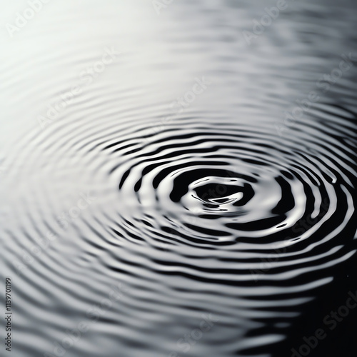 A serene ripple effect on the water's surface, capturing tranquility and calmness. photo