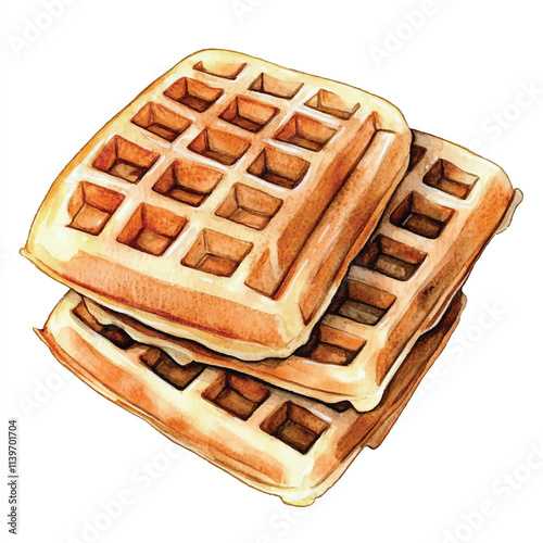 Waffles watercolor clipart illustration