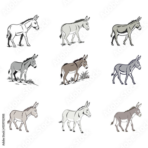 donkey vector art and illustration 