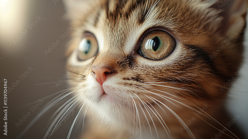 Adorable ginger kitten with big green eyes staring at camera. Adorable ginger kitten with big green eyes staring at camera.