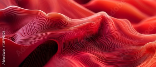 Abstract Red Wavy Lines Pat...