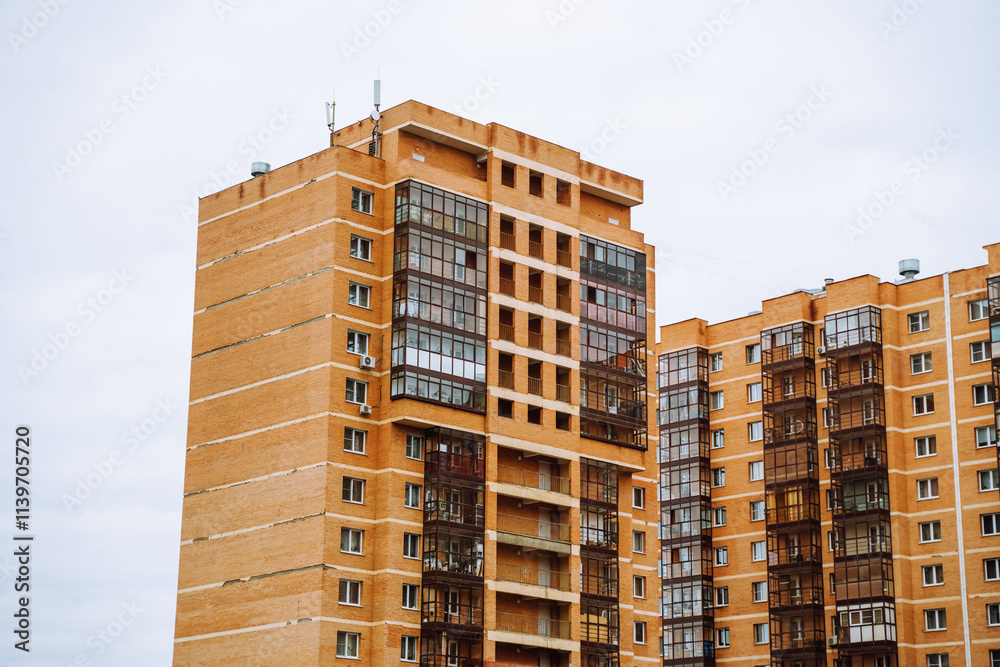 Fototapeta premium Modern residential building in Irkutsk showcases architecture and urban living