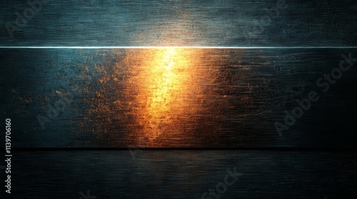 Glowing orange light on dark metal surface