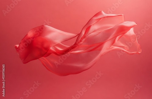Red fabric flows gracefully...