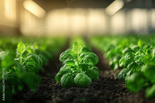 Planting vegetables for healthy food at sarut organic farm sunrise photo