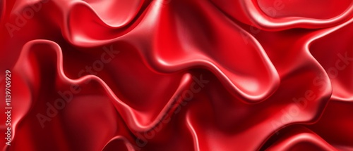 Abstract Red Fabric Draped ...