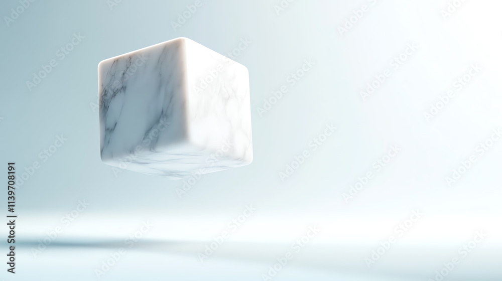 A floating marble cube on a minimalist background, symbolizing elegance and design. A floating marble cube on a minimalist background, symbolizing elegance and design.