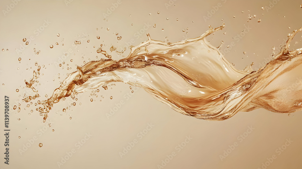 Fototapeta premium Amber Liquid Splash 3D Illustration