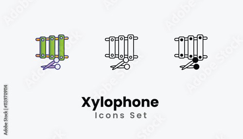 Xylophone  Icons thin line and glyph vector icon stock illustration