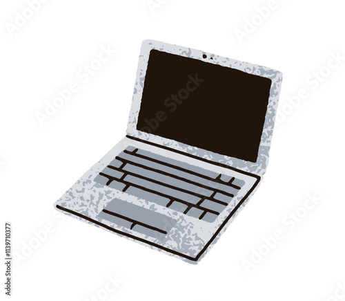 Laptop, portable personal computer. Open notebook with blank empty screen, keyboard, touchpad. Digital gadget with display, PC, technology icon. Flat vector illustration isolated on white background