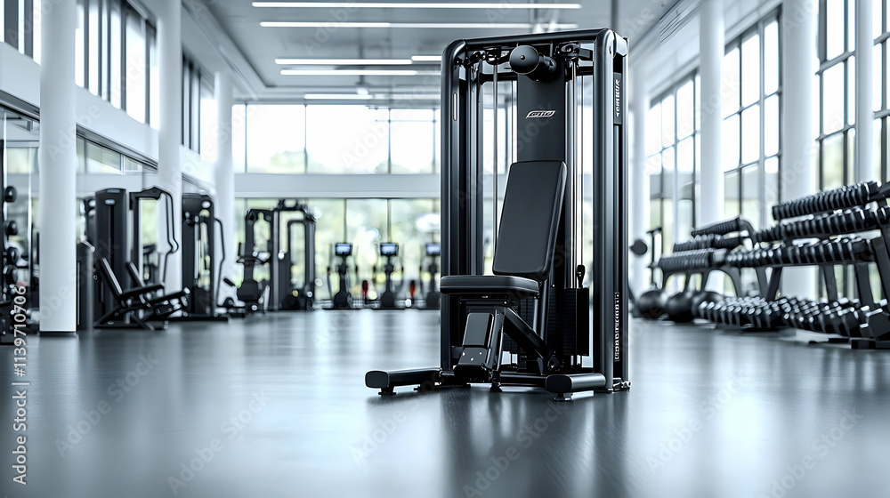 Modern Gym Equipment: Strength Training Machine in Fitness Center Modern Gym Equipment: Strength Training Machine in Fitness Center