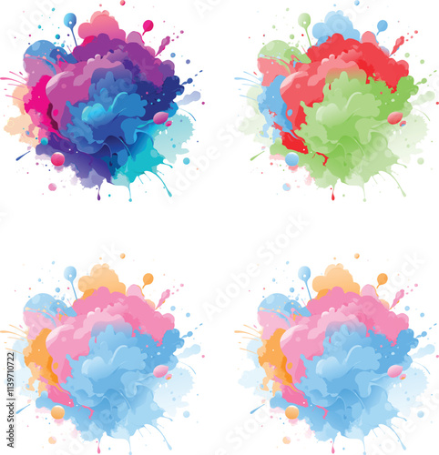 watercolor  four variation design  eps cut file   download 