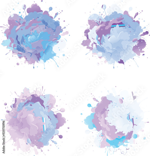 watercolor  four variation design  eps cut file   download 