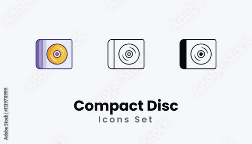 Compact Disc Icons thin line and glyph vector icon stock illustration