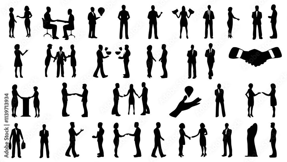 Vector business isolated silhouette icon set with business, marketing, management, social, loyalty, service, retention, handshake, fist bump and more sign. Vector business isolated silhouette icon set with business, marketing, management, social, loyalty, service, retention, handshake, fist bump and more sign.