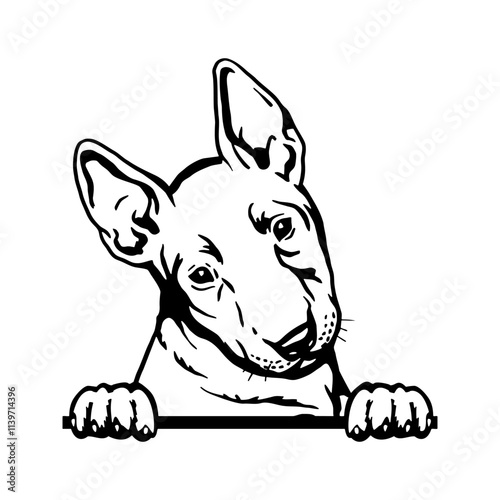 Peeking Puppy Bull Terrier - Dog Breed, Puppy Breed Vector File, detailed vector