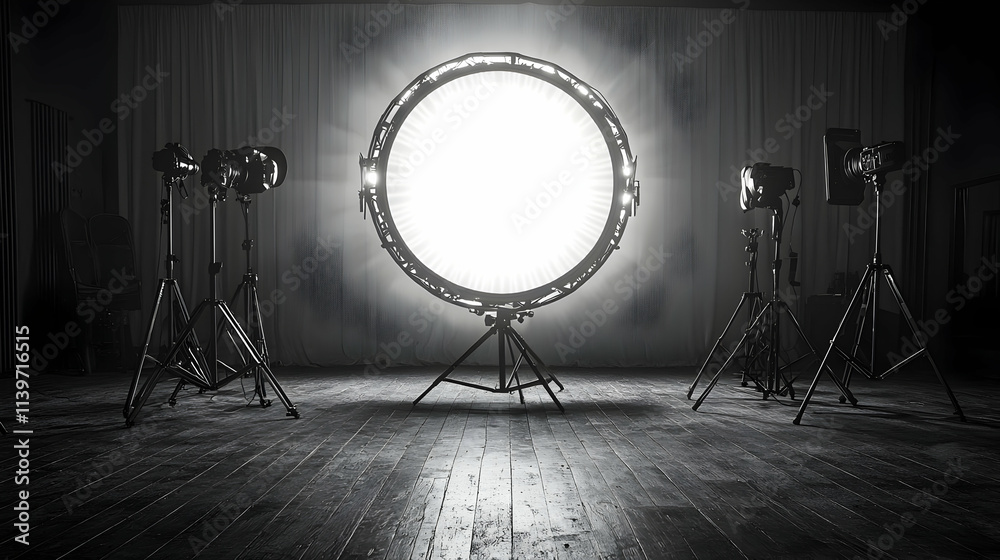 Studio Lighting Setup: Circular Light Creates Dramatic Scene Studio Lighting Setup: Circular Light Creates Dramatic Scene
