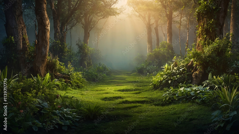 Naklejka premium morning in the forest