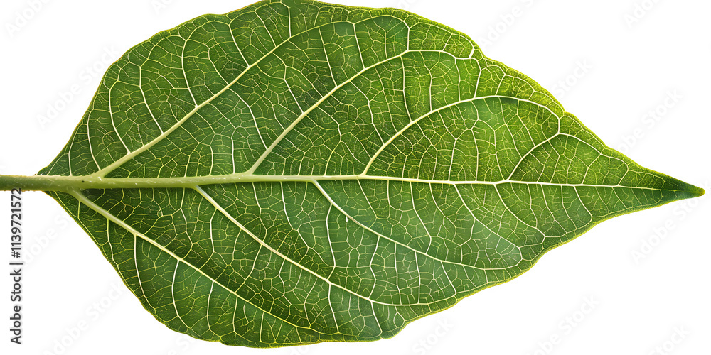 Sunflower leaf with deep green veins and textured surface isolated on white background Sunflower leaf with deep green veins and textured surface isolated on white background