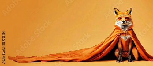 Majestic Fox in Orange Cape, Regal Animal Portrait Photography photo