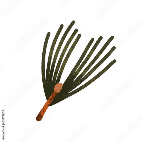Pine twig. Conifer tree branch. Evergreen coniferous sprig with green needles...