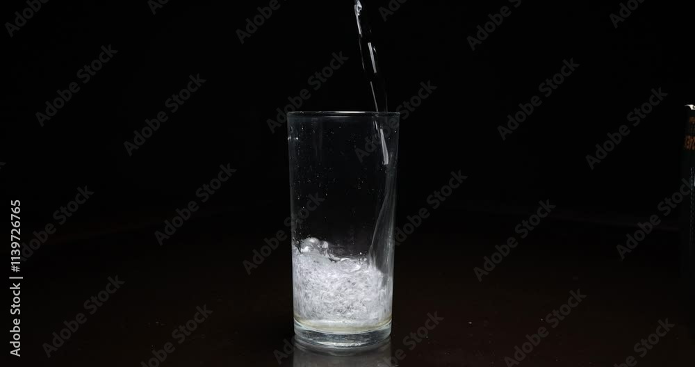 Pure mineral water is poured into a transparent glass. Slow motion Pure mineral water is poured into a transparent glass. Slow motion