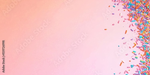 Colorful candy sprinkles create vibrant border on soft pink banner for festive occasions
