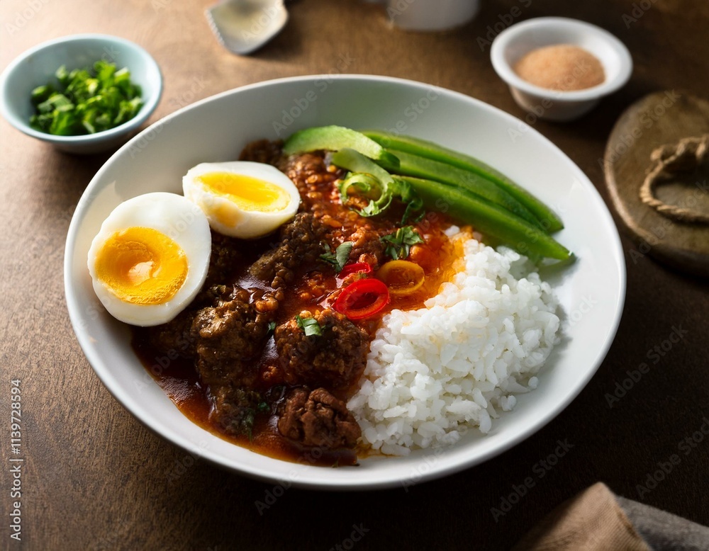 Homemade Hawaiian Loco Moco. Generated image Homemade Hawaiian Loco Moco. Generated image