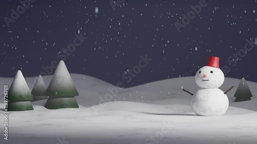 ループ背景・雪原ver3Dmodel【動画素材】