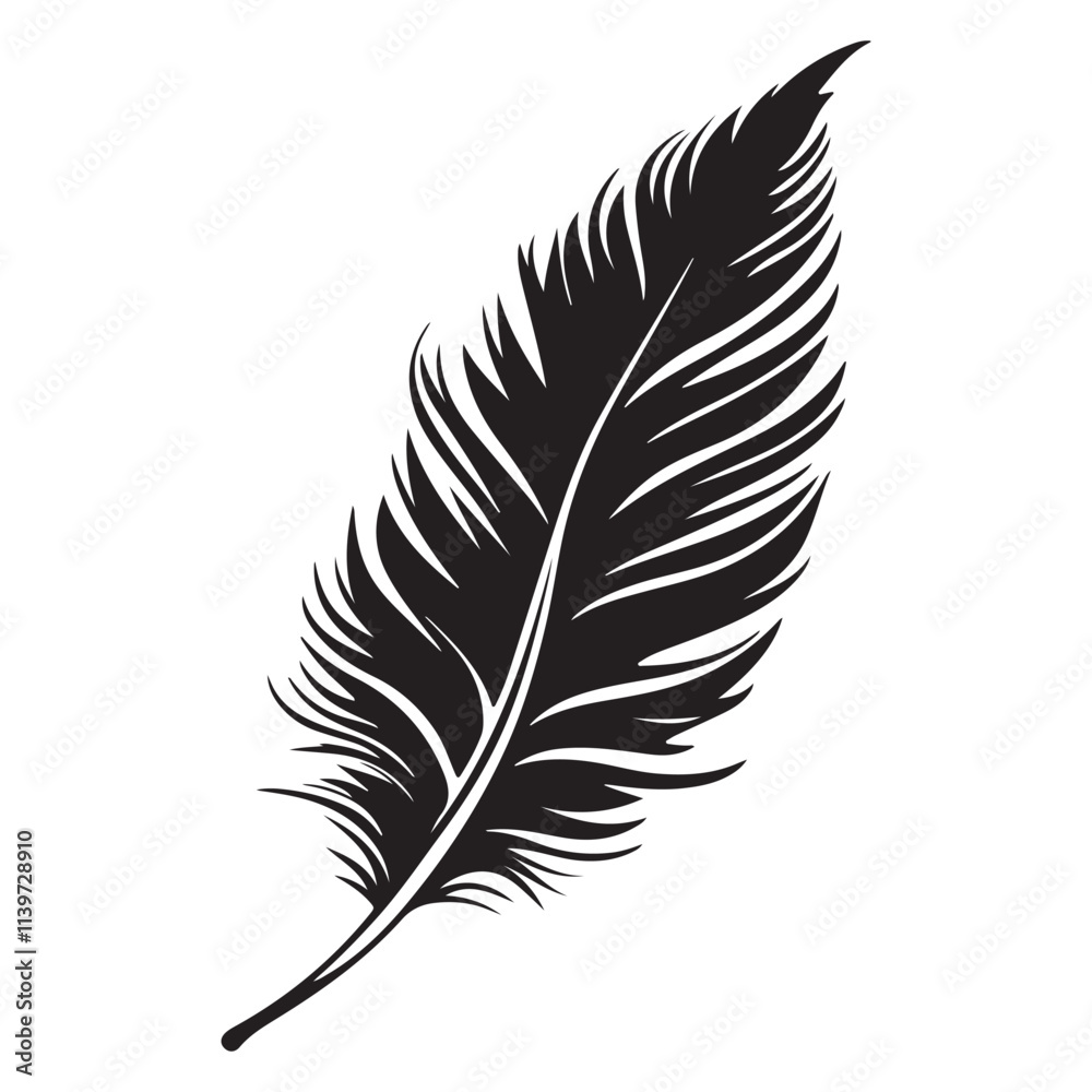Feather icons vector. Bird feather silhouette illustration isolated on white background