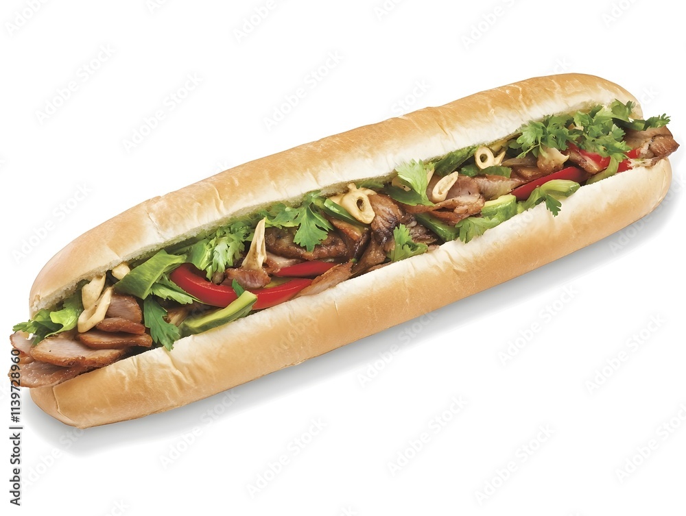 Isolated Banh mi thai sandwich Food Dish with Bread Isolated Banh mi thai sandwich Food Dish with Bread