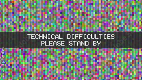 Technical Difficulties On Retro CRT Television Screen Loop