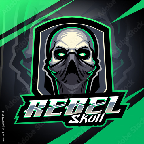 Rebel skull esport mascot logo design