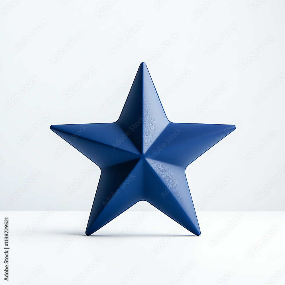 Obraz premium A modern blue star sculpture displayed on a minimalist background.