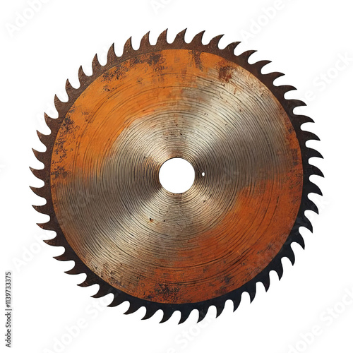 Rusty circular saw blade isolated on transparent background photo