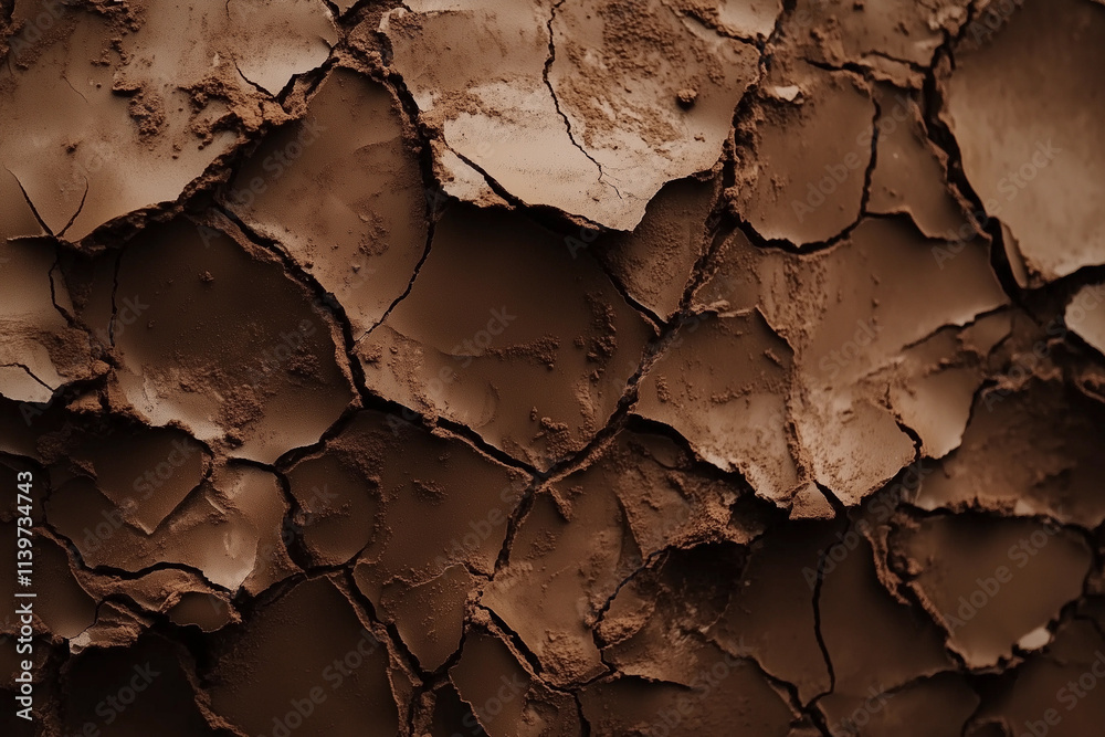 Cracked earth in warm mocha tones showcasing natural textures and patterns of soil Cracked earth in warm mocha tones showcasing natural textures and patterns of soil