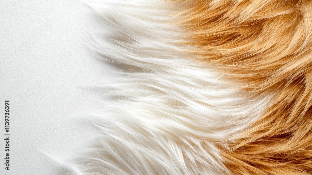 Naklejka premium Detailed Close-Up of Soft Textured Fur in Warm Tones on Light Background Surface